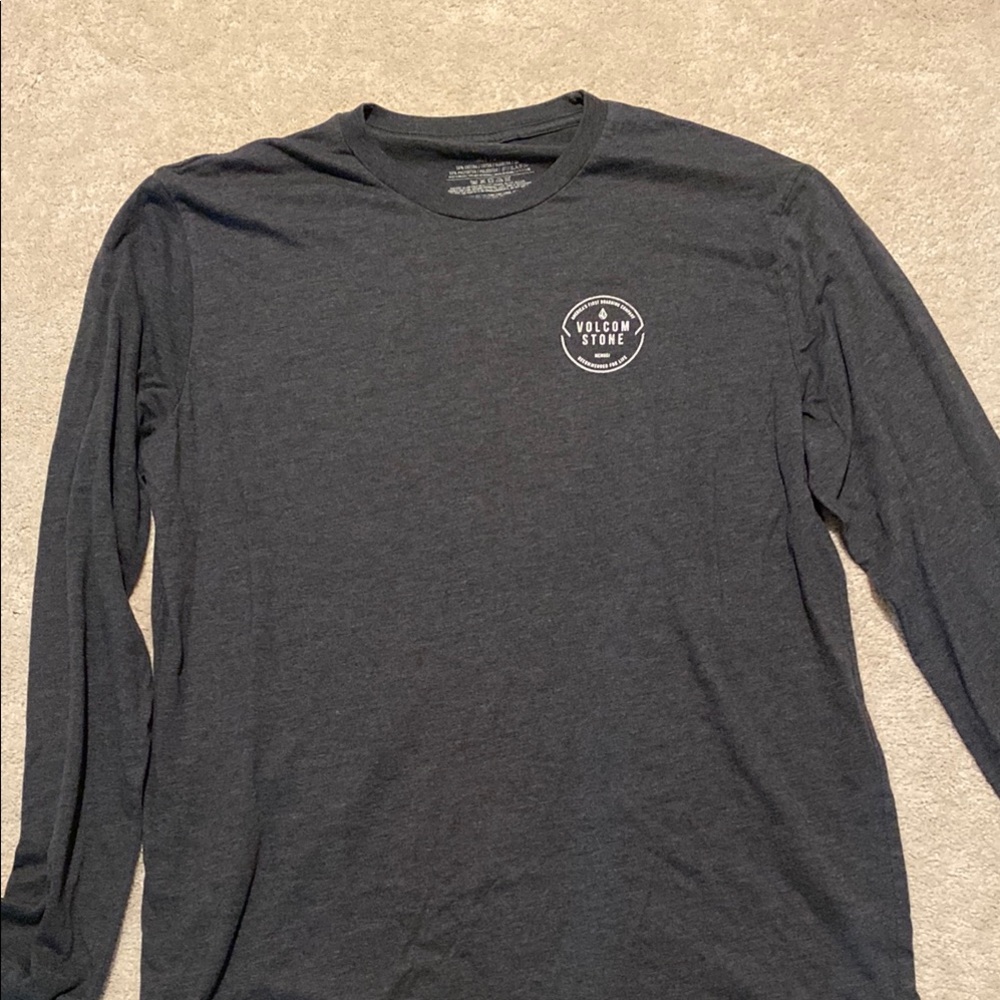 Volcom Gray Long Sleeve Tee Classic Crew Neck